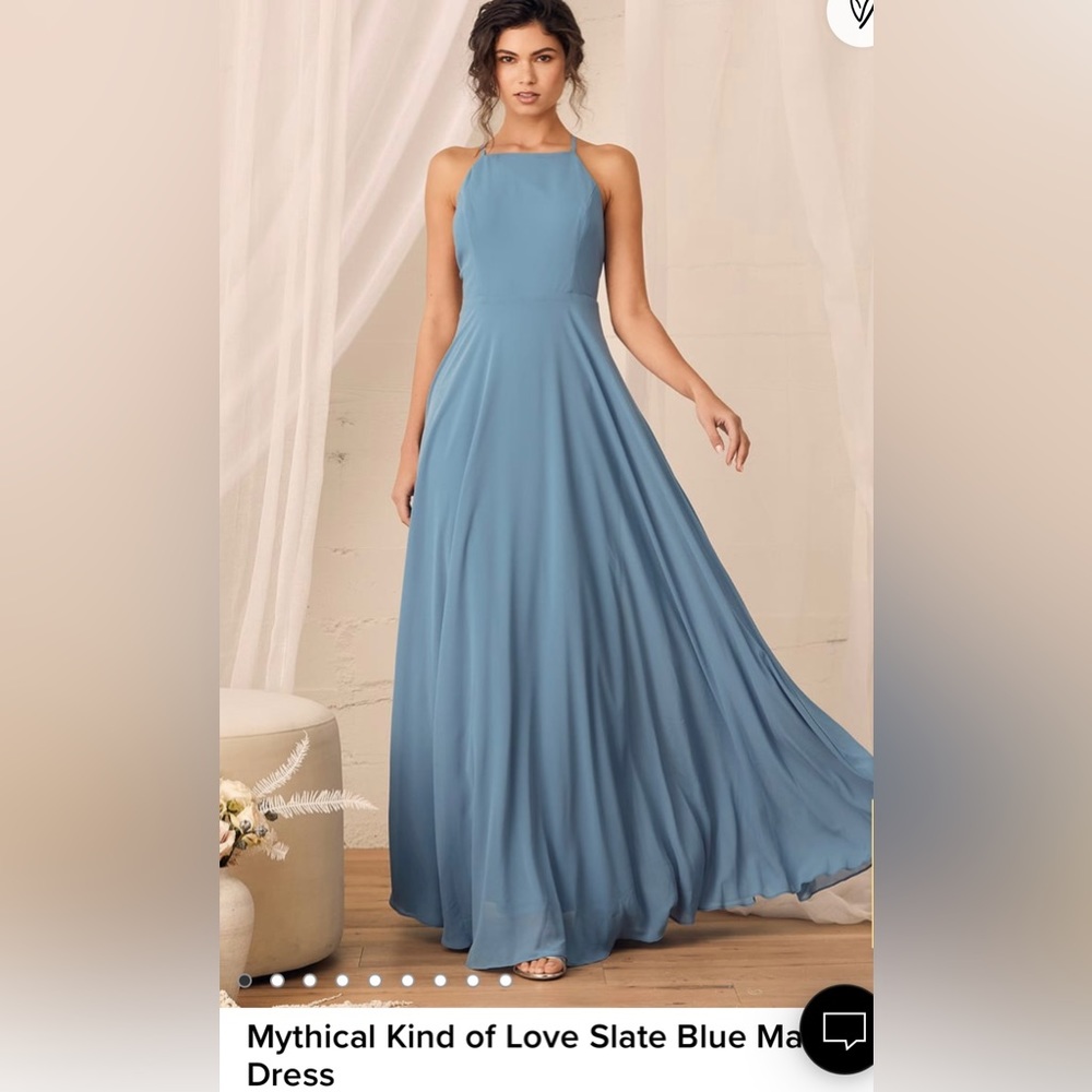 Lulus Mystic Kind of Love Slate Blue Maxi Dress